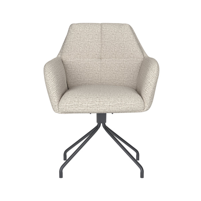 Fauteuil Draaibare Eetkamerstoel Pete Off-white Polyester Beige-Fauteuils-Creating Home