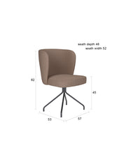Draaibare Eetkamerstoel Stan Grijs Polyester Grijs 57x53-Eetkamerstoelen-Creating Home