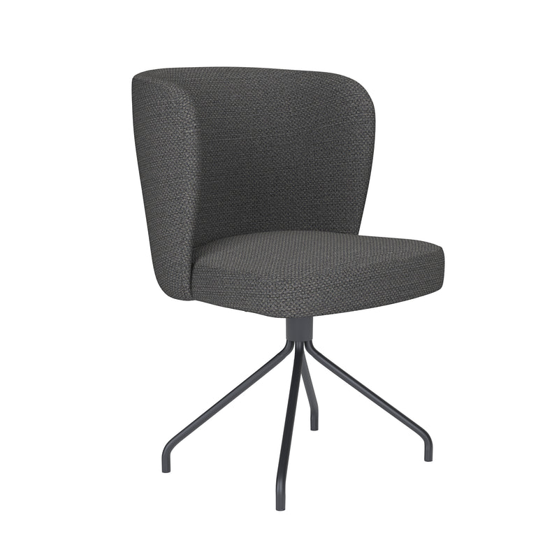 Draaibare Eetkamerstoel Stan Grijs Polyester Grijs 57x53-Eetkamerstoelen-Creating Home