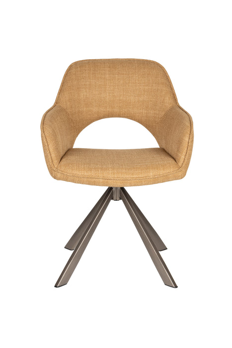 Fauteuil Draaibare Eetkamerstoel Toye Ochre Polyester Geel 68x45-Fauteuils-Creating Home