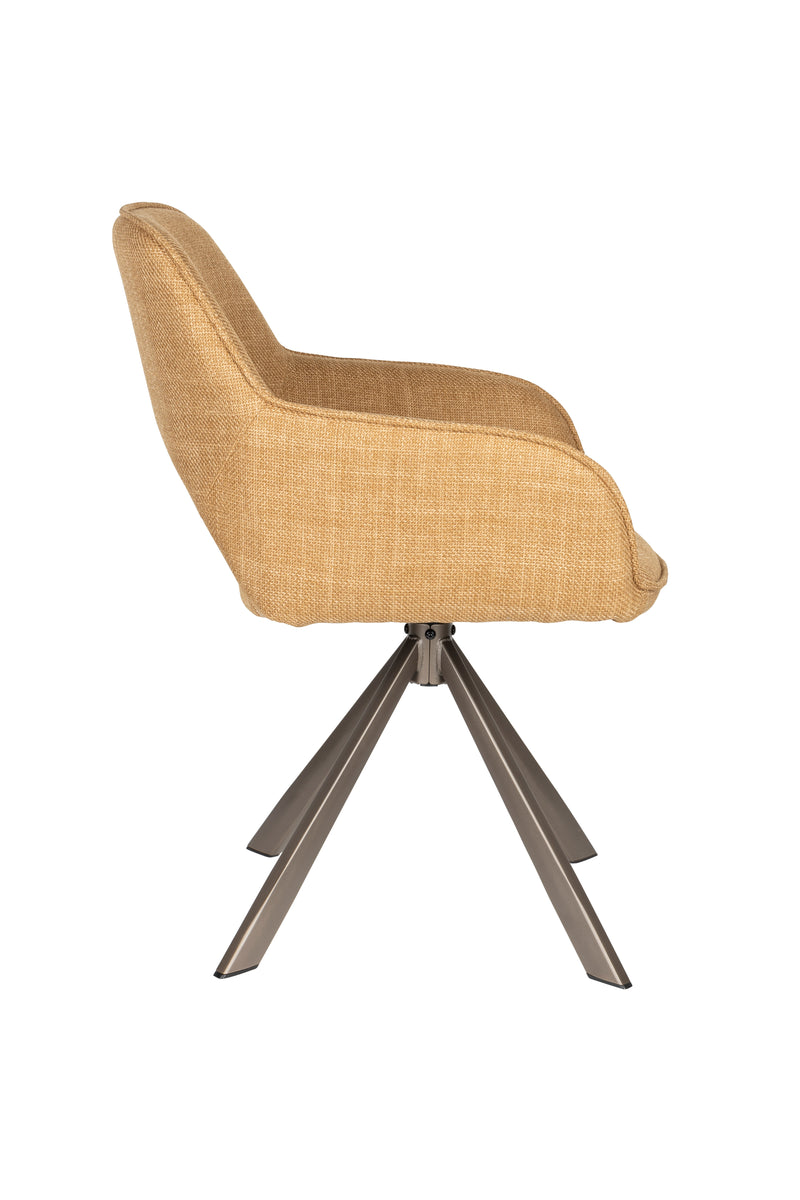 Draaibare Eetkamerstoel Toye Ochre Polyester Geel 68x45-Eetkamerstoelen-Creating Home