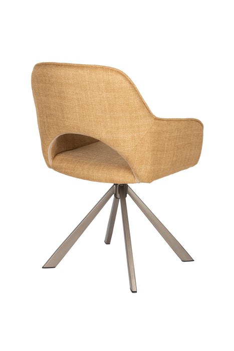 Fauteuil Draaibare Eetkamerstoel Toye Ochre Polyester Geel 68x45-Fauteuils-Creating Home