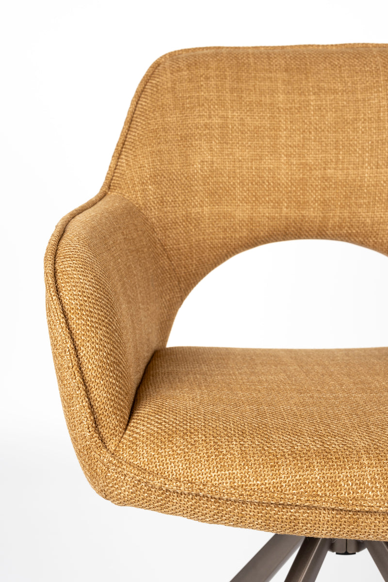 Draaibare Eetkamerstoel Toye Ochre Polyester Geel 68x45-Eetkamerstoelen-Creating Home