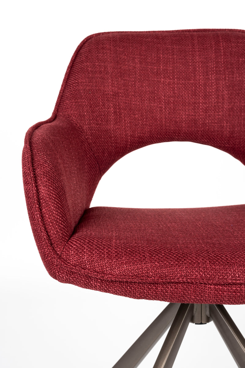 Draaibare Eetkamerstoel Toye Polyester Rood 68x61 cm-Eetkamerstoelen-Creating Home