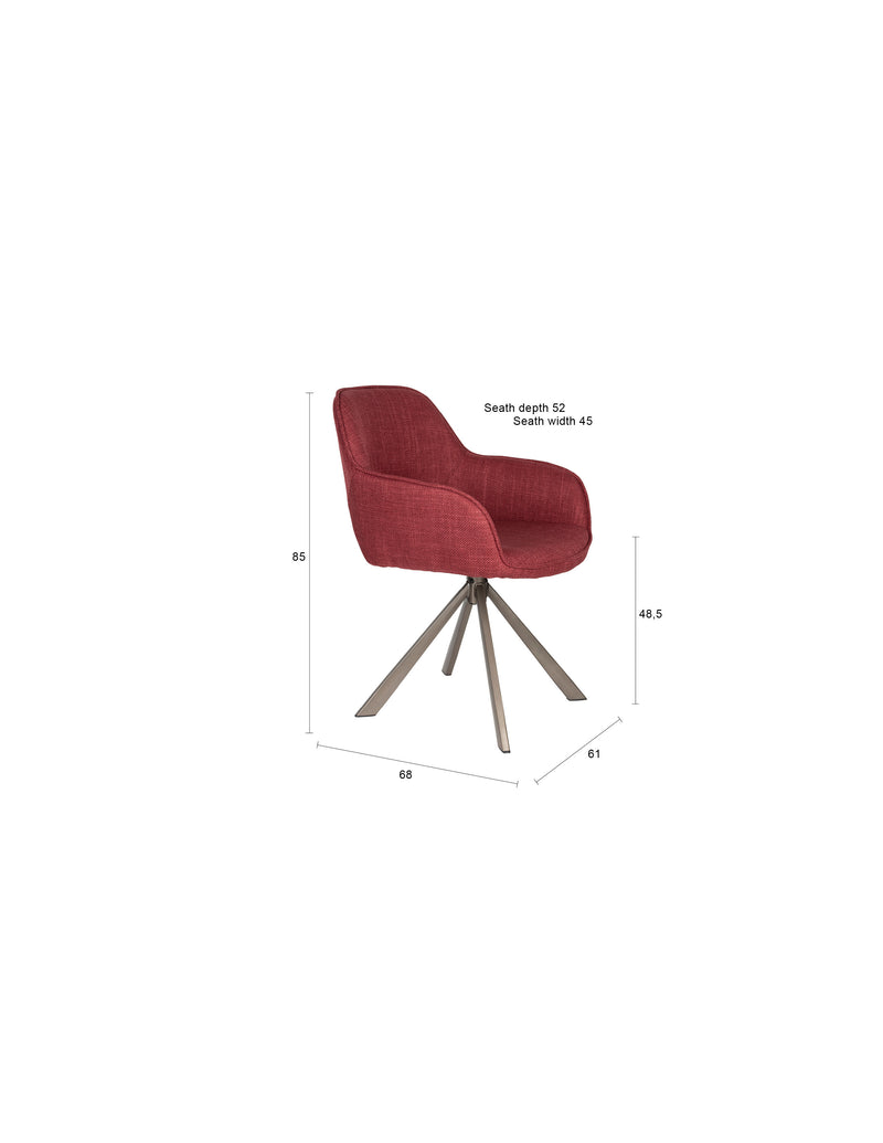 Draaibare Eetkamerstoel Toye Polyester Rood 68x61 cm-Eetkamerstoelen-Creating Home