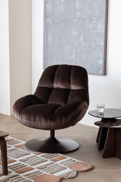 Fauteuil Draaibare Fauteuil Beefy Polyester Bruin 84.5x76.5 cm