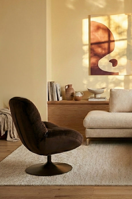 Fauteuil Draaibare Fauteuil Beefy Polyester Bruin 84.5x76.5 cm