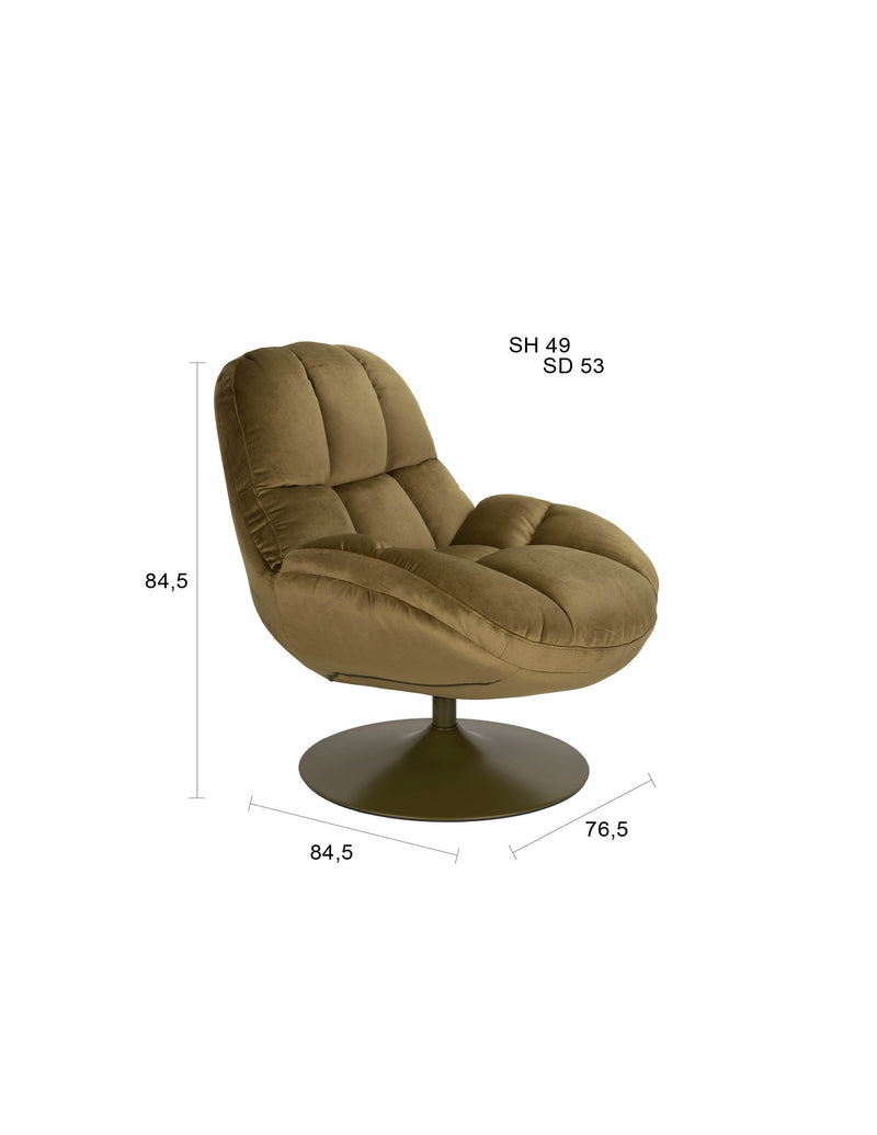 Fauteuil Draaibare Fauteuil Beefy Polyester Groen 84.5x76.5 cm-Fauteuils-Creating Home
