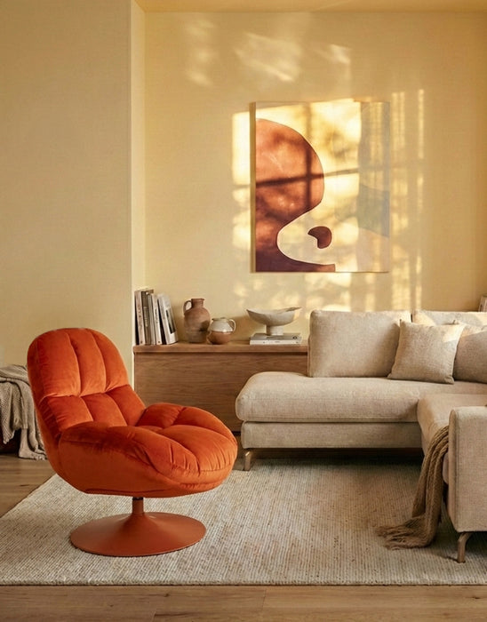 Fauteuil Draaibare Fauteuil Beefy Polyester Oranje 84.5x76.5 cm