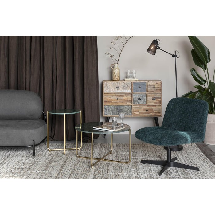 Fauteuil Draaibare Fauteuil Belmond Rib Polyester Groen 71x65 cm-Fauteuils-Creating Home