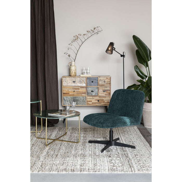 Fauteuil Draaibare Fauteuil Belmond Rib Polyester Groen 71x65 cm-Fauteuils-Creating Home