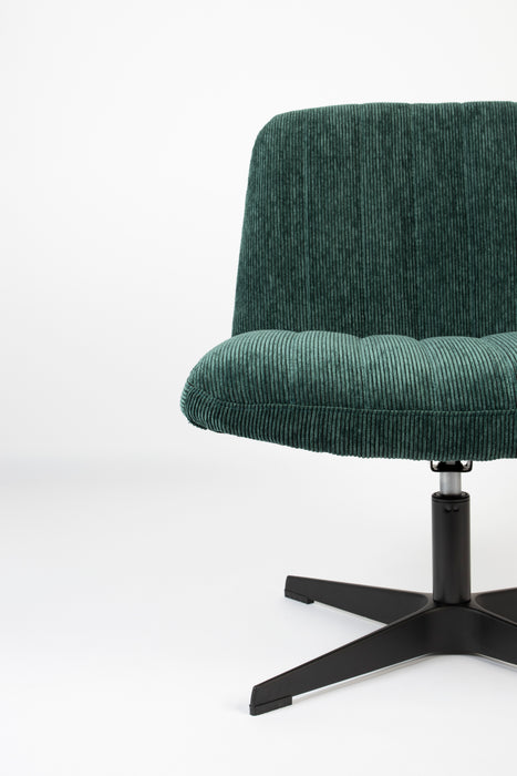 Fauteuil Draaibare Fauteuil Belmond Rib Polyester Groen 71x65 cm-Fauteuils-Creating Home