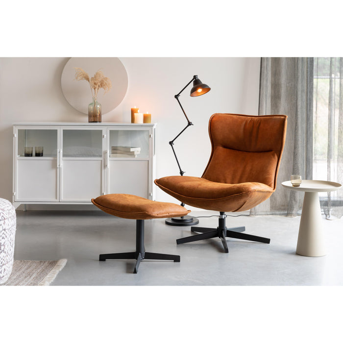 Fauteuil Draaibare Fauteuil John Cognac PU-Leder Bruin Ø93x92 cm-Fauteuils-Creating Home