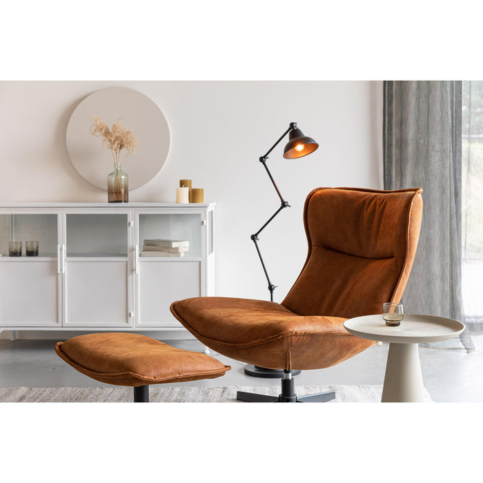 Fauteuil Draaibare Fauteuil John Cognac PU-Leder Bruin Ø93x92 cm-Fauteuils-Creating Home