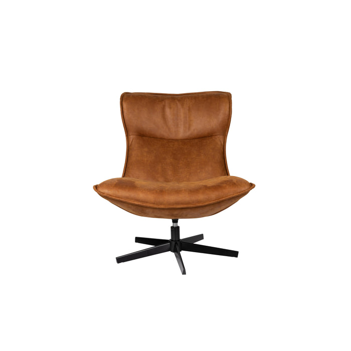 Fauteuil Draaibare Fauteuil John Cognac PU-Leder Bruin Ø93x92 cm-Fauteuils-Creating Home