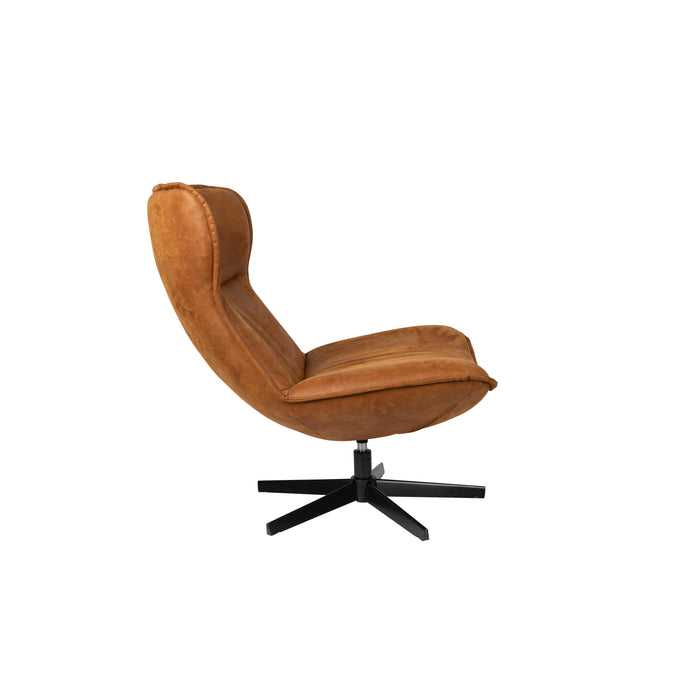 Fauteuil Draaibare Fauteuil John Cognac PU-Leder Bruin Ø93x92 cm-Fauteuils-Creating Home