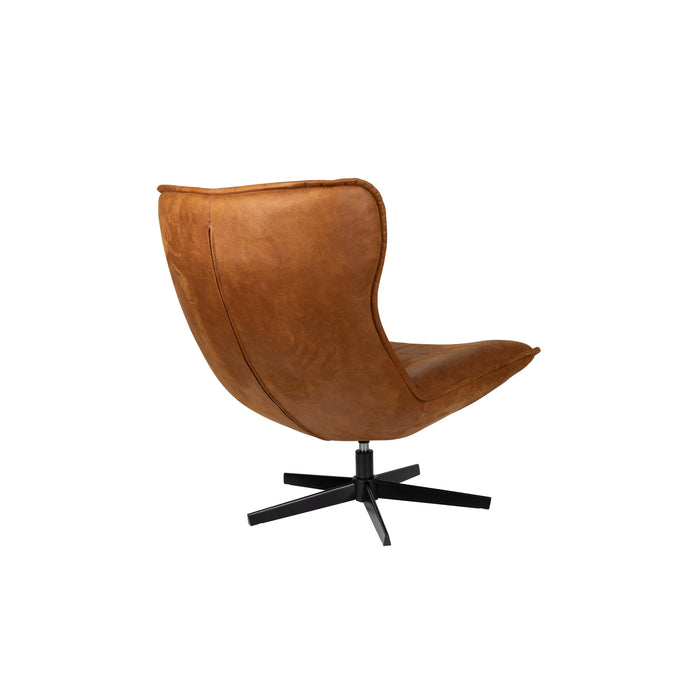 Fauteuil Draaibare Fauteuil John Cognac PU-Leder Bruin Ø93x92 cm-Fauteuils-Creating Home