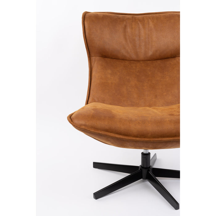 Fauteuil Draaibare Fauteuil John Cognac PU-Leder Bruin Ø93x92 cm-Fauteuils-Creating Home