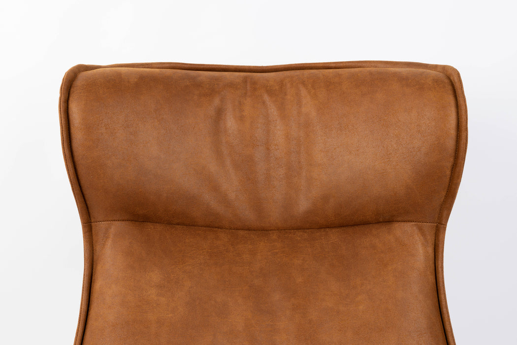 Fauteuil Draaibare Fauteuil John Cognac PU-Leder Bruin Ø93x92 cm-Fauteuils-Creating Home