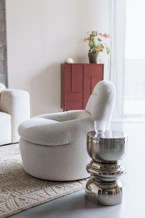 Fauteuil Draaibare Fauteuil Velvoro Polyester Off white 84x80 cm