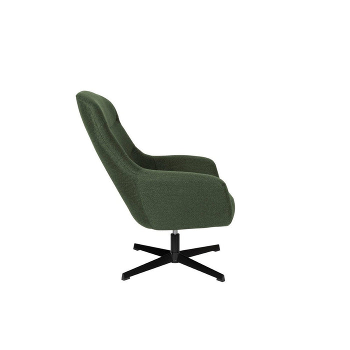 Fauteuil Draaibare Fauteuil Yuki Hout,Polyester Groen 84.5x73 cm-Fauteuils-Creating Home