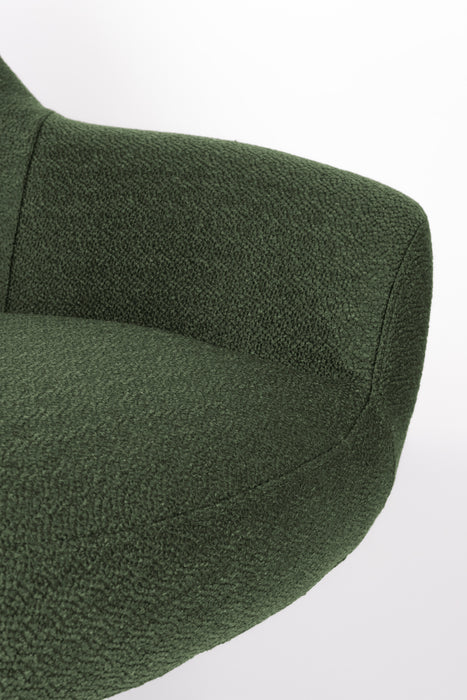 Fauteuil Draaibare Fauteuil Yuki Hout,Polyester Groen 84.5x73 cm-Fauteuils-Creating Home