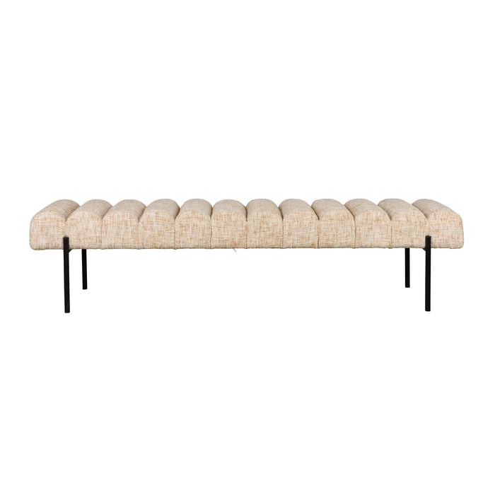 Eetkamerbank Jethro 160 Polyester, Metaal Beige 41.5x160-Eetkamerstoelen-Creating Home