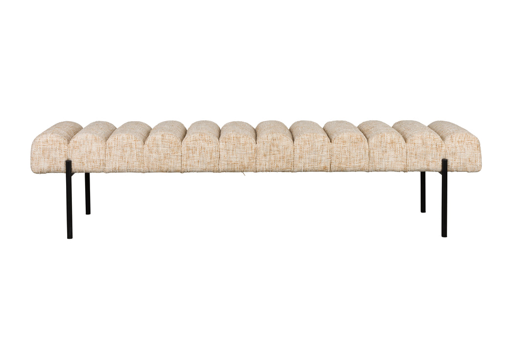 Eetkamerbank Jethro 180 Polyester, Metaal Beige 41.5x180-Eetkamerstoelen-Creating Home