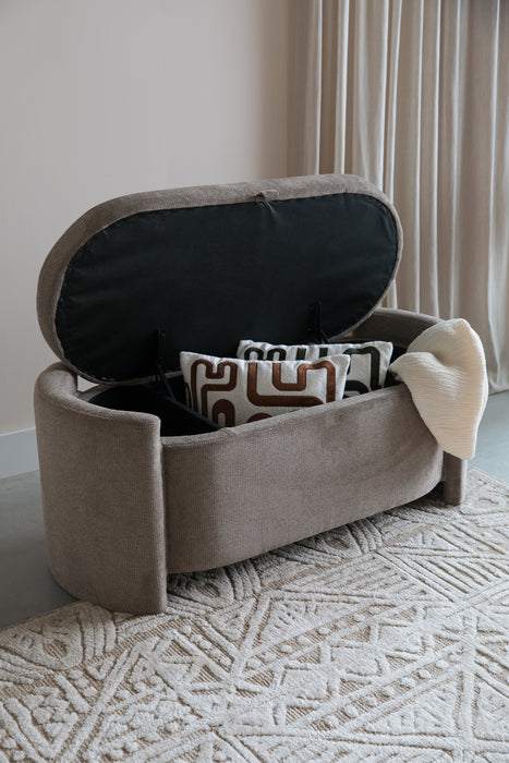 Fauteuil Eetkamerbank Miro Polyester, MDF Grijs 44x108 cm-Fauteuils-Creating Home
