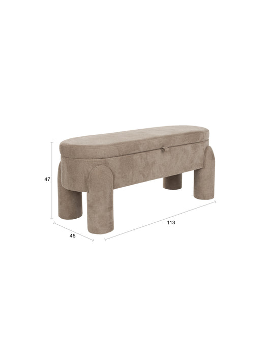 Eetkamerbank Orly Polyester, MDF Grijs 45x113 cm-Eetkamerstoelen-Creating Home