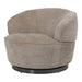 Beige fauteuil Filou van PTMD met zachte polyester bekleding en een rond metalen onderstel.