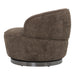 PTMD Filou fauteuil in bruin polyester met een rond metalen onderstel.