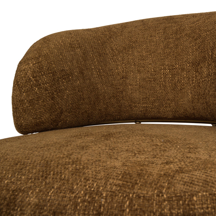 Close-up van een groene fauteuil Franklyn van PTMD met gestructureerde polyester bekleding.