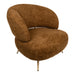 Moderne amberkleurige fauteuil Franklyn van PTMD met zachte polyester bekleding en slanke metalen poten.