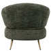 Olijfgroene PTMD Franklyn fauteuil van polyester met een slank metalen onderstel, gezien vanaf de achterzijde.
