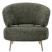 Olijfgroene fauteuil Franklyn van PTMD met polyester bekleding en slank metalen onderstel.