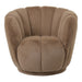 PTMD Furia fauteuil in mocca polyester met een zachte, bontachtige textuur en een gestroomlijnd, modern design.