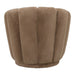 PTMD Furia fauteuil in mocca kleur met zachte, bontachtige polyester bekleding en een gestreept design.