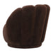 Bruine PTMD Furia fauteuil met zachte, bontachtige polyester bekleding en een stijlvol, gestreept rugontwerp.