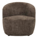 Bruine PTMD Grasa fauteuil van polyester met een ronde vormgeving en compact design van 74x76 cm.