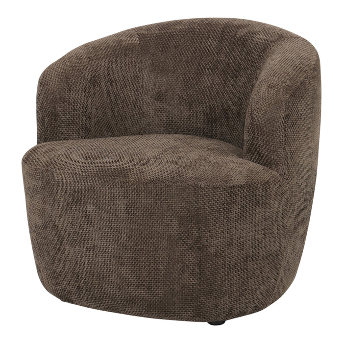 Bruine fauteuil Grasa van PTMD in geweven polyester met een compact, rond design van 74x76 cm.