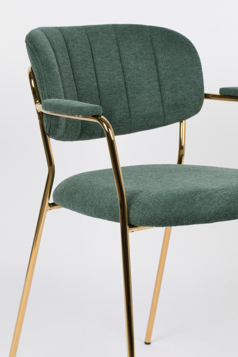 Fauteuil Jolien Goud/dark Nylon en polyester Groen 56x61 cm-Fauteuils-Creating Home