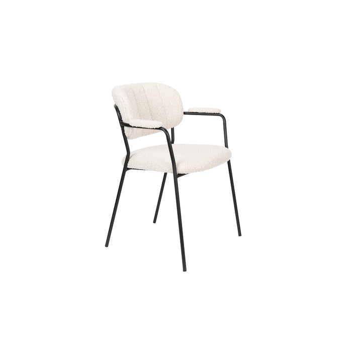 Fauteuil Jolien Zwart/bouclã© Stof Wit 56x61 cm-Fauteuils-Creating Home