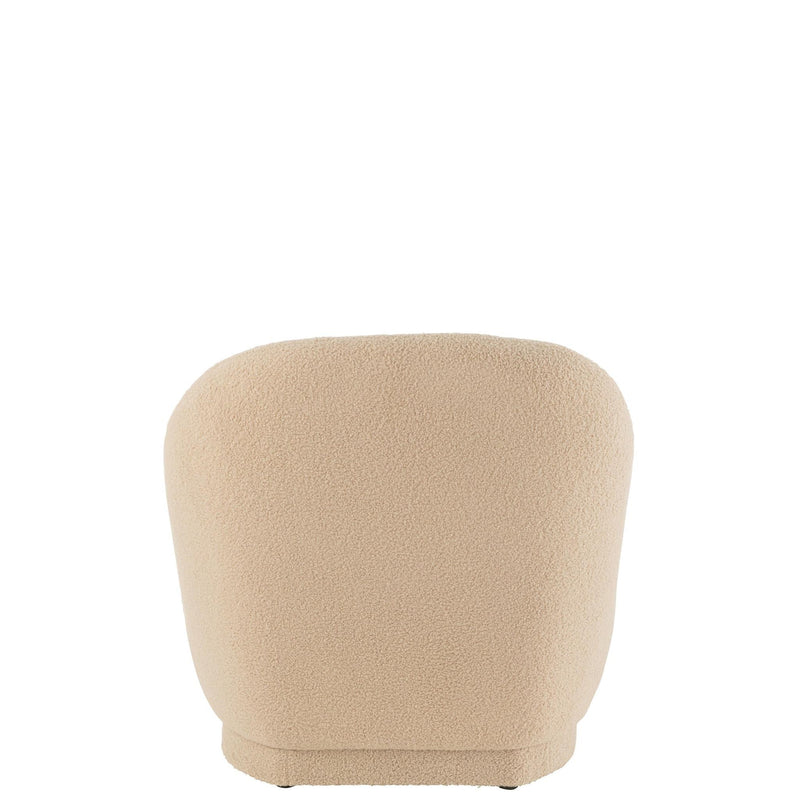 Fauteuil Krukje Teddy Fluweel Wit Warm Beige 88x78x72 cm-Fauteuils-J-Line