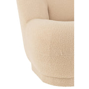 Fauteuil Krukje Teddy Fluweel Wit Warm Beige 88x78x72 cm-Fauteuils-J-Line
