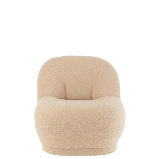 Fauteuil Krukje Teddy Fluweel Wit Warm Beige 88x78x72 cm-Fauteuils-J-Line