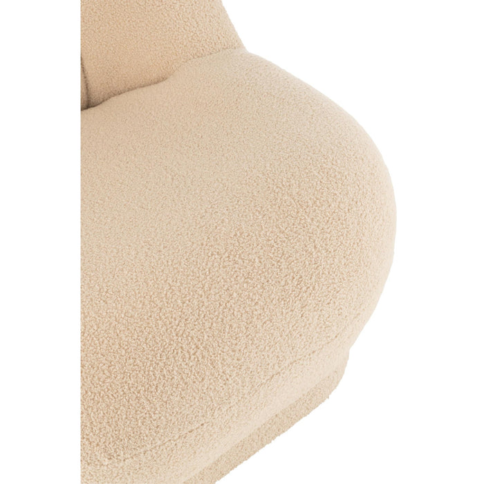 Fauteuil Krukje Teddy Fluweel Wit Warm Beige-Fauteuils-J-Line