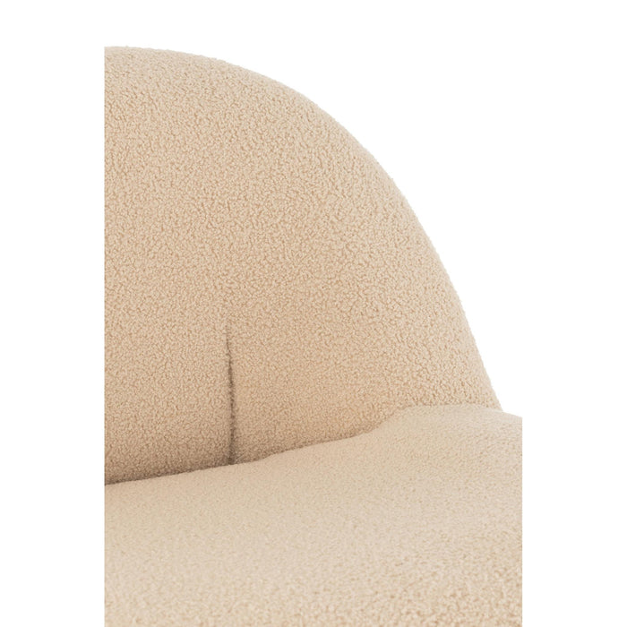 Fauteuil Krukje Teddy Fluweel Wit Warm Beige-Fauteuils-J-Line
