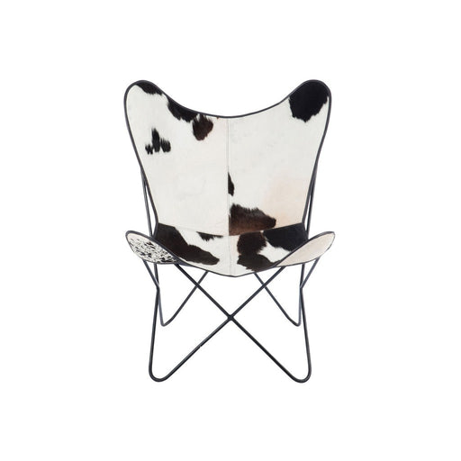 Fauteuil Lounge Stoel Cowhide/Metaal Wit/Zwart 65x92x90 cm-Fauteuils-J-Line