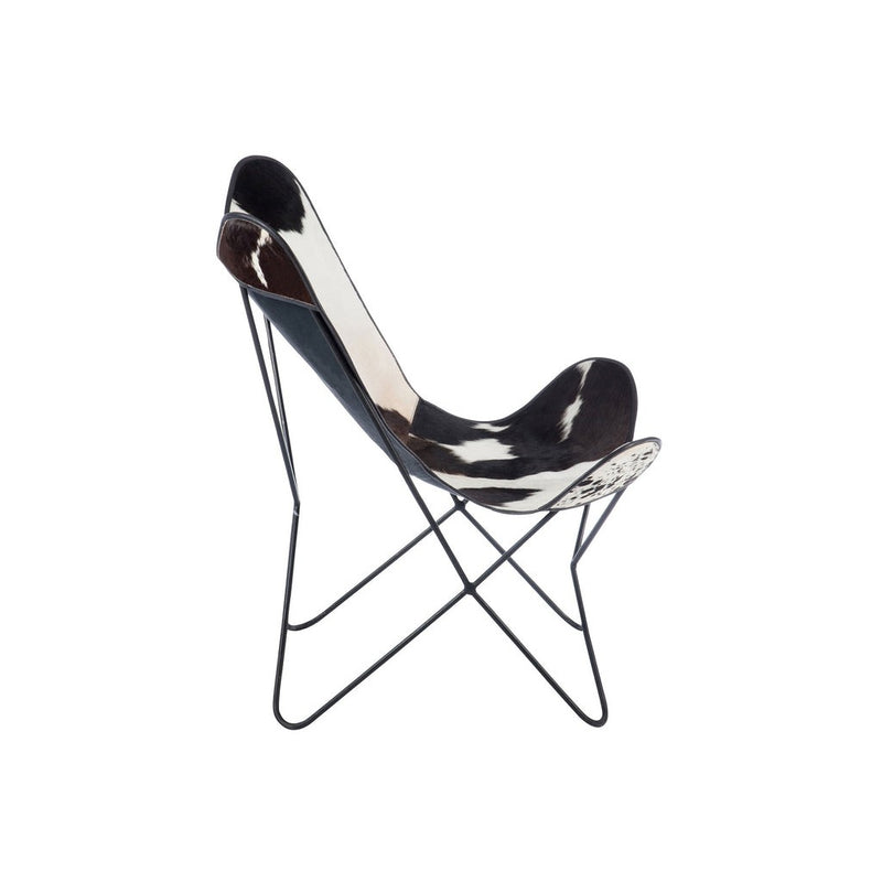 Lounge Stoel Cowhide/Metaal Wit/Zwart 65x92x90 cm-Eetkamerstoelen-J-Line